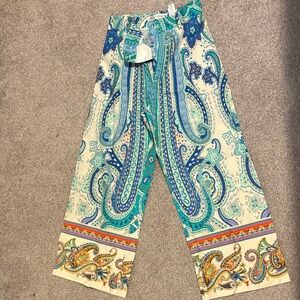 Zara Multicolor Paisley Ankle Pants